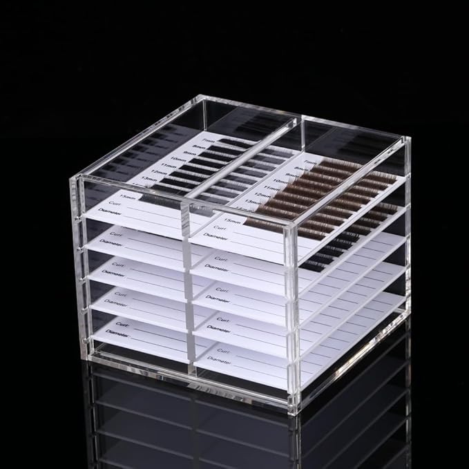 LIXIMMAZN 10 Layers Acrylic Eyelash Storage Organizer, Cosmetic Makeup Container Box, Clear Case Cabinet Display Used for Eyelash Storage and Eyelash Salons (10 Layers Type A)