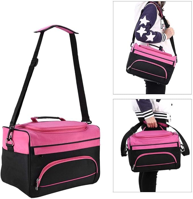 BOOFIRE Professional Cosmetics Beauty Hairdressing Styling Bag, Multi-functional Hair Makeup Salon Hairdresser Toiletry Organizer Tool Bag Case Holder Box with Strap for Hair Stylist Shoulder Carrying