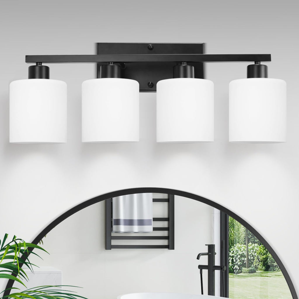 CANMEIJIA 4-Light Bathroom Vanity Light Fixtures, Matte Black