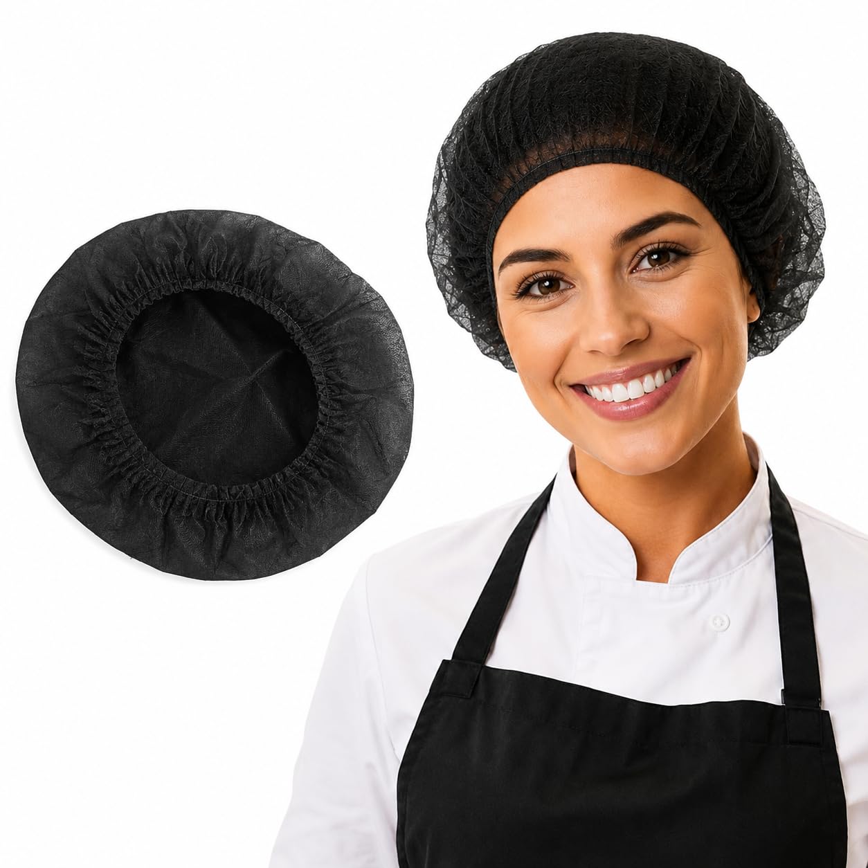 Disposable Bouffant Caps 100pcs,24inches Hair Net, Elastic Dust Cap for Food Service,Salon,Spa,Kitchen Head Cover (Black)