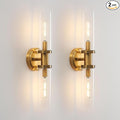 Wall Sconces Set of Two Brushed Brass Gold Sconces Lighting with Clear Glass Wall Lamp Modern Wall Sconce Light Fixtures Sconces Decor Set of scones Lights Set of 2
