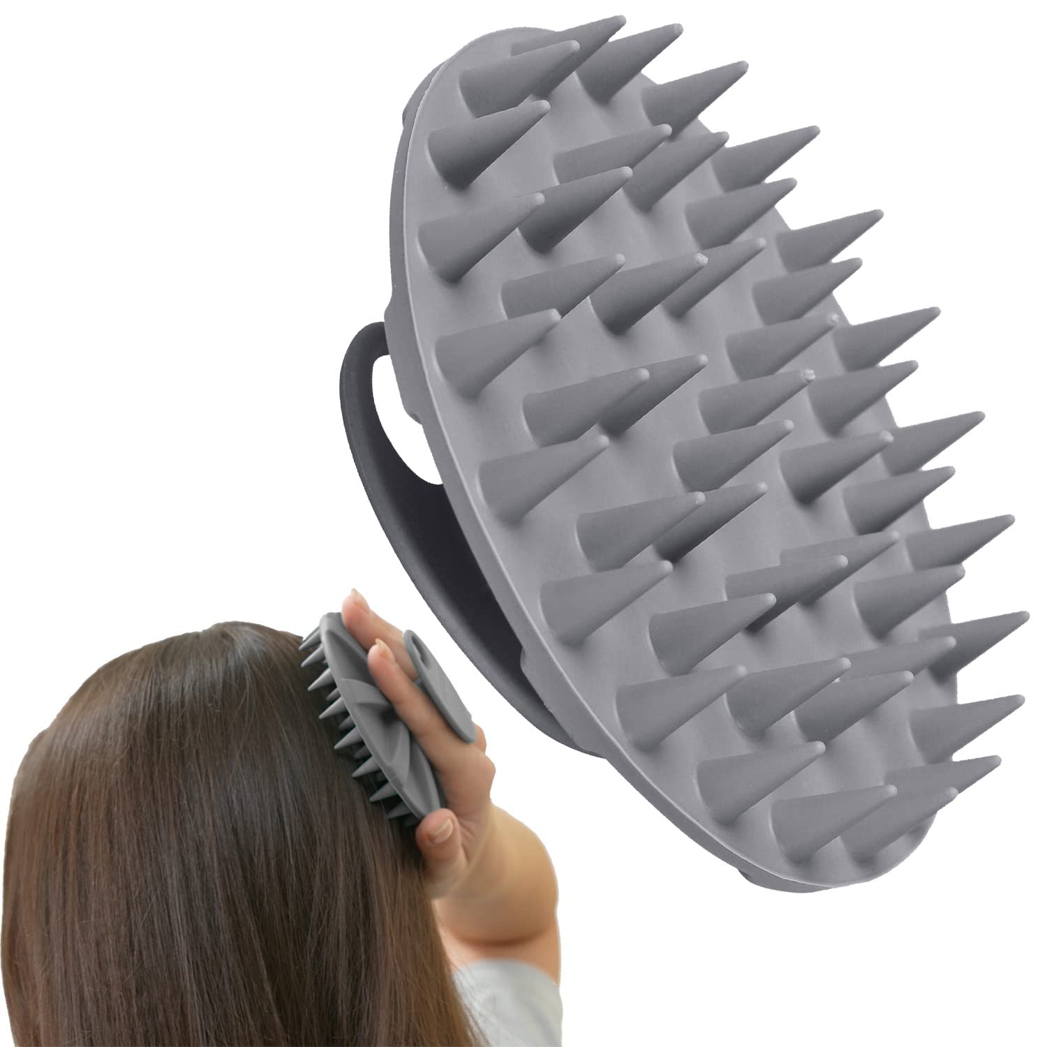 One-piece Silicone Scalp Massager Shampoo Brush Hair Wash Scrubber, Gray