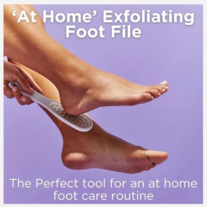 Footlogix Double-Sided Stainless Steel Foot File with Rubberized Handle – Coarse & Fine Grit Foot Exfoliator for Dry, Rough Skin | Professional Pedicure Tool | Lightweight, Easy to Clean