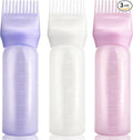 BlingKingdom 3 PCS 170 ML Root Comb Applicator Bottles with Graduated Scale, Soft Pliable Hair Oil Applicators Dye Brush Applicator Bottle for Hair Oiling Applying Massaging Coloring (3 Colors)
