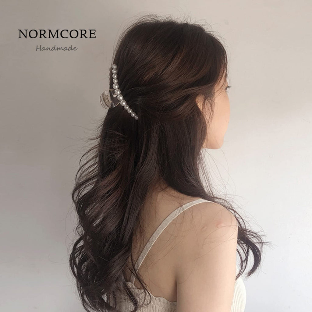 Mehayi 4 PCS Large Pearl Hair Claw Clips for Women and Girls, Non-Slip Hair Barrettes for Thick and Thin Hair, Elegant Hair Accessories for Weddings, Parties, and Daily Styling