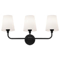 METWET Bathroom Light Fixtures, Matte Black Vanity Lights with Flared White Fabric Shade, 3 Light Wall Sconce, Modern Sconces Wall Lighting for Hallway Bedroom, VL837-MB-3