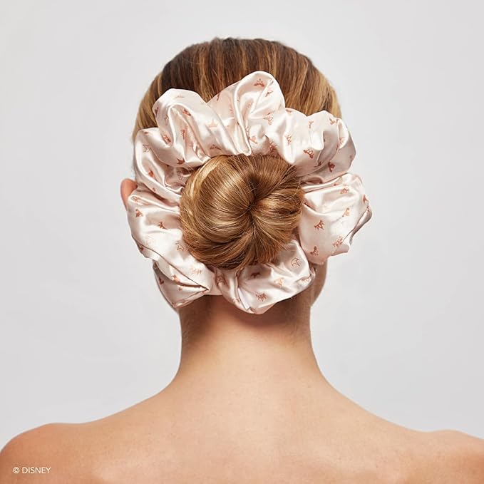 Kitsch & Disney Satin Scrunchies for Women - No Crease Hair Ties for Girls | Big Scrunchies with All Hair Types and Textures, Perfect for Day or Night - 2 Pcs, Desert Crown