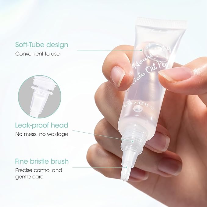 Gellen Nail Cuticle Oil Pen, Travel-sized Soft Brush Design, Rich in Jojoba Oil & VE, Soften Cuticle & Moisture for Dry Thin Nails, 15ml Fragrance-free