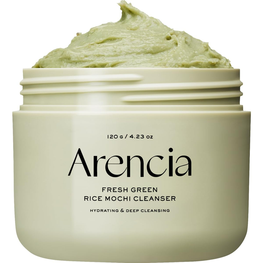 Arencia Korean Rice Mochi Face Cleanser - Face Wash, Gentle Scrub All in One for Deep Cleansing, Moisturizing, Pore Minimizing with Rice Water & Green Tea (4.23oz)