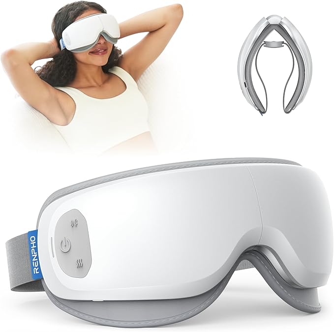 RENPHO Ultra-Quiet Eye Massager with Heat, Lightweight Eye Mask FSA Eligible HSA Face Massager Relax Reduce Strain Improve Sleep Eyeris Zen, Mothers Day Birthday Gifts