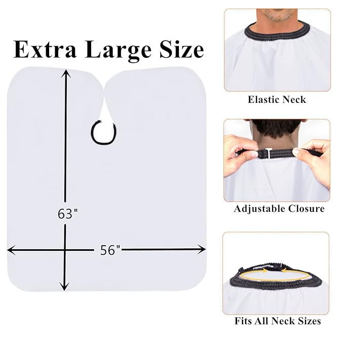YELEGAI Professional Salon Hair Cutting Cape,56x63 inches Large Hairdresser Cape for Haircut,Coloring,Makeup,Styling and More,(White)