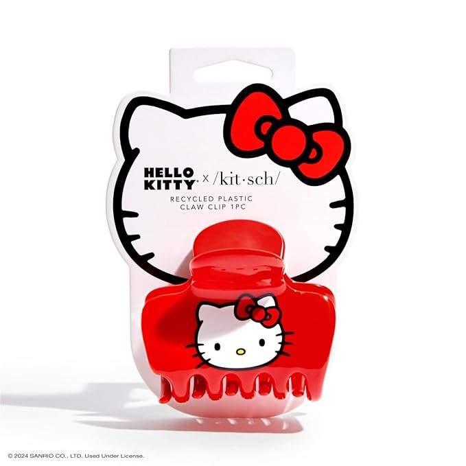 Kitsch Hello Kitty Recycled Plastic Puffy Medium Hair Clips for Women, Medium Claw Clips for Thick & Thin Hair, 1 Piece