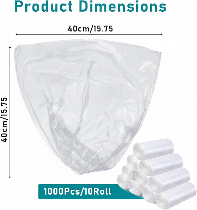 1000 Pcs / 10 Roll Sanitary Napkin Receptacle Liner Portable Trash Bags Sanitary Napkin Disposal Bags Bathroom Trash Bag Feminine Hygiene Disposal Bag Women Personal Supplies for Tampon (15.75 inches)