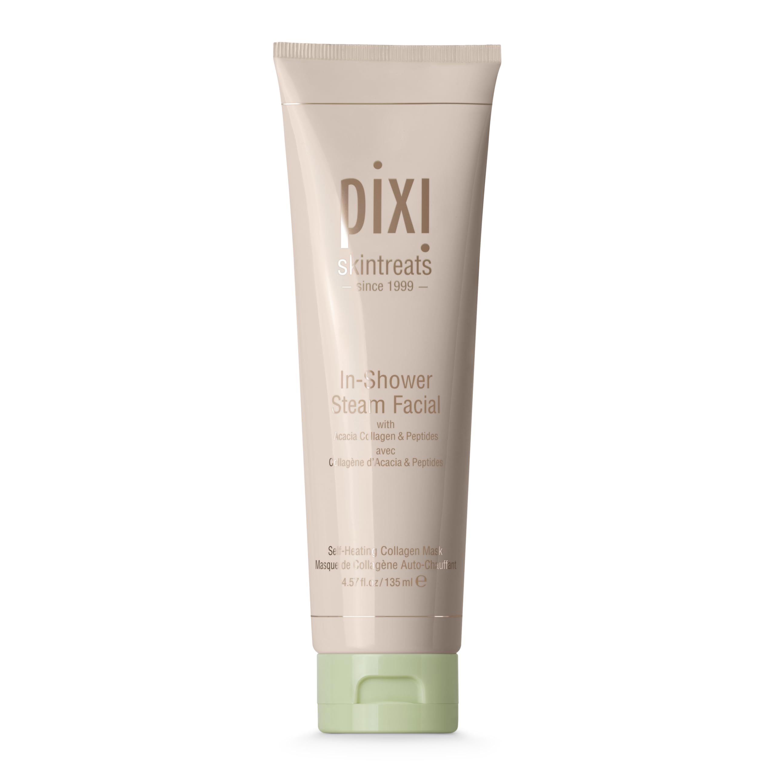 Pixi In-Shower Steam Facial | Gel-to Oil Cleanser for Radiant Skin | Deeply Nourishes, Softens & Tones | Self-heating for Use in Shower or Bath | 4.6 fl oz/ 135 ml