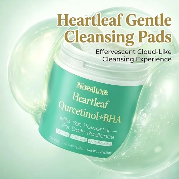 Novaluxe Face Cleansing Pads for Face Wash, Foaming Exfoliating Pads with BHA & Heartleaf, Deep Pore Cleansing & Oil Control, Rinse-Off Facial Pads Alternative to Toner Pads, 70 Count