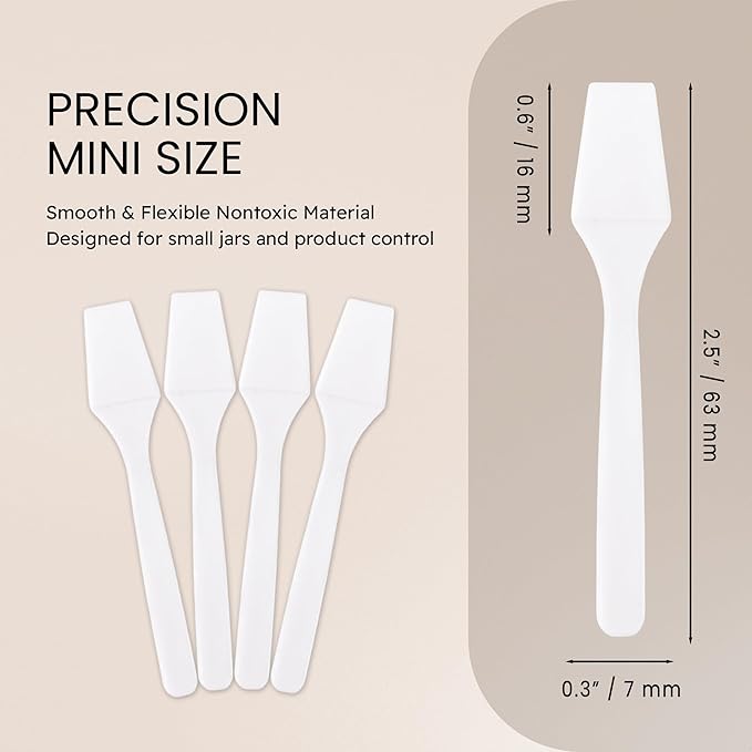 PANA 100pcs Brand Cosmetic Make Up Disposable Plastic 2.5" Spatulas Skin Care Facial Cream Mask Spatula (100 Pieces in a Container) (WHITE)
