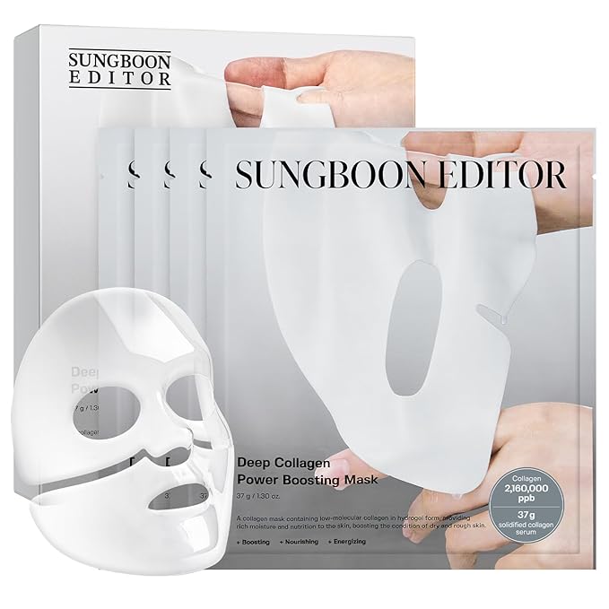 SUNGBOON EDITOR Deep Collagen Overnight Mask Hydrating Mask for Glass Skin, Wrinkle Care, Firming & Pore Refining 2,160,000PPB Collagen + 9 Peptides Korean Skincare, 4ea, Gifts for Women