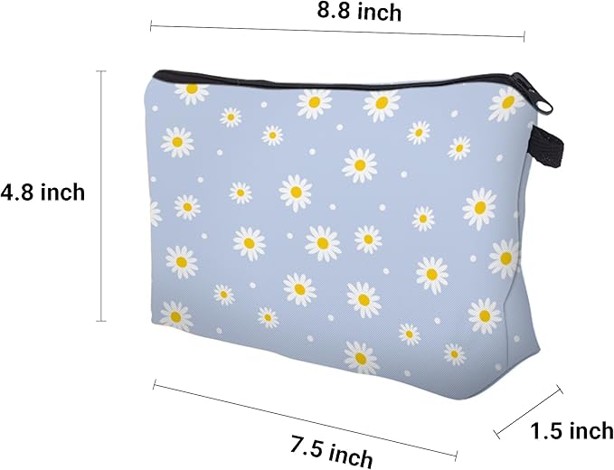 Aiphamy Cute Travel Makeup Bag Cosmetic Bag Small Pouch Gift for Women (Daisy)