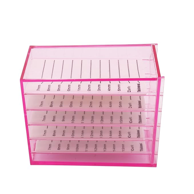 Mekupeu 5 Layer Makeup Organizer Storage Box Clear Eyelash Storage Box Eyelashes Grafting Eyelash Extension Tool (Pink)
