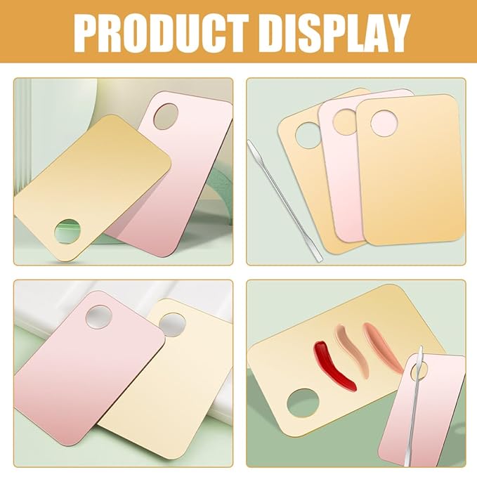 DOITOOL 3 Sets Makeup Mixing Palettes and Foundation Palettes with Metallic Spatulas, Acrylic and Colored Cosmetic Blending Trays for Professional and Personal Beauty Use