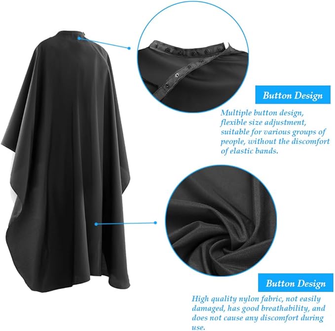 2 PACK Hair Salon Capes with Snap Closure Waterproof Hairdressing Styling Hair Cutting Coloring Nylon Cape for Barber Hairdressers