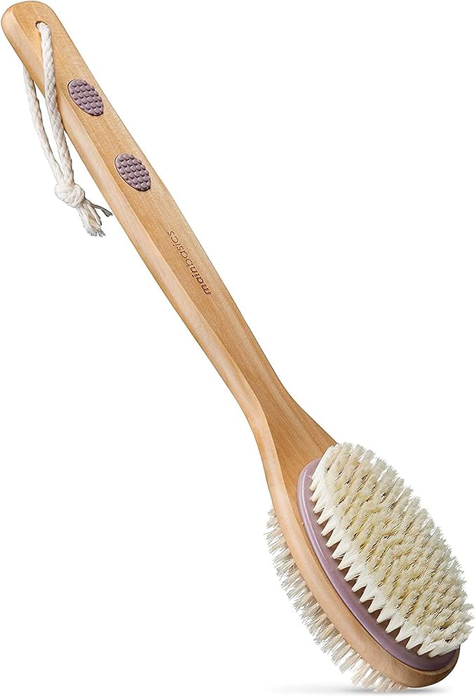 MainBasics Back Scrubber Shower Brush with Soft and Stiff Bristles