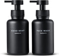 MaisoNovo Glass Foaming Soap Dispenser 14 Oz | Glass Bottles Pumps x 2 Black