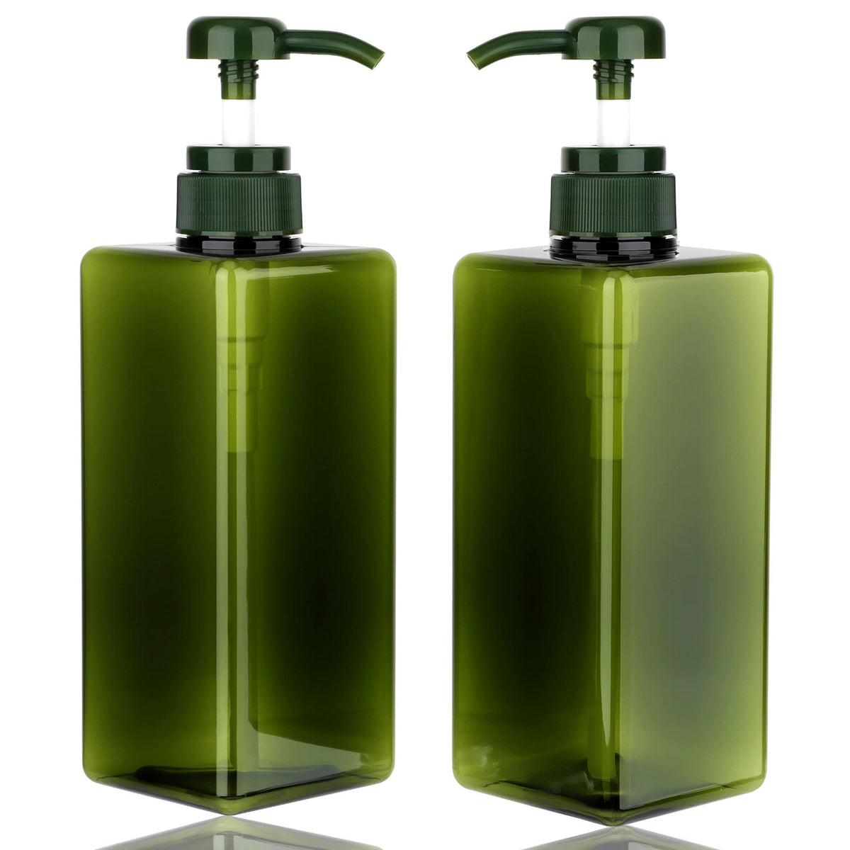 450ml (15.2oz) Pump Bottle Dispenser Jansburg 2Pack Refillable Square Plastic Lotion Dispenser Empty Lotion Pump Bottle for Essential Oil Soap Lotion Shampoo, Bathroom/Kitchen/Travel Clear