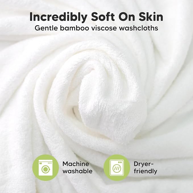 6-Pack Baby Washcloths – Soft Absorbent Viscose from Bamboo Washcloths for Face, Body, Baby Towels for Newborn, Kids, Toddlers, Infant,Gentle on Sensitive Skin,10x10 Reusable Face Towels(Soft Lilac)