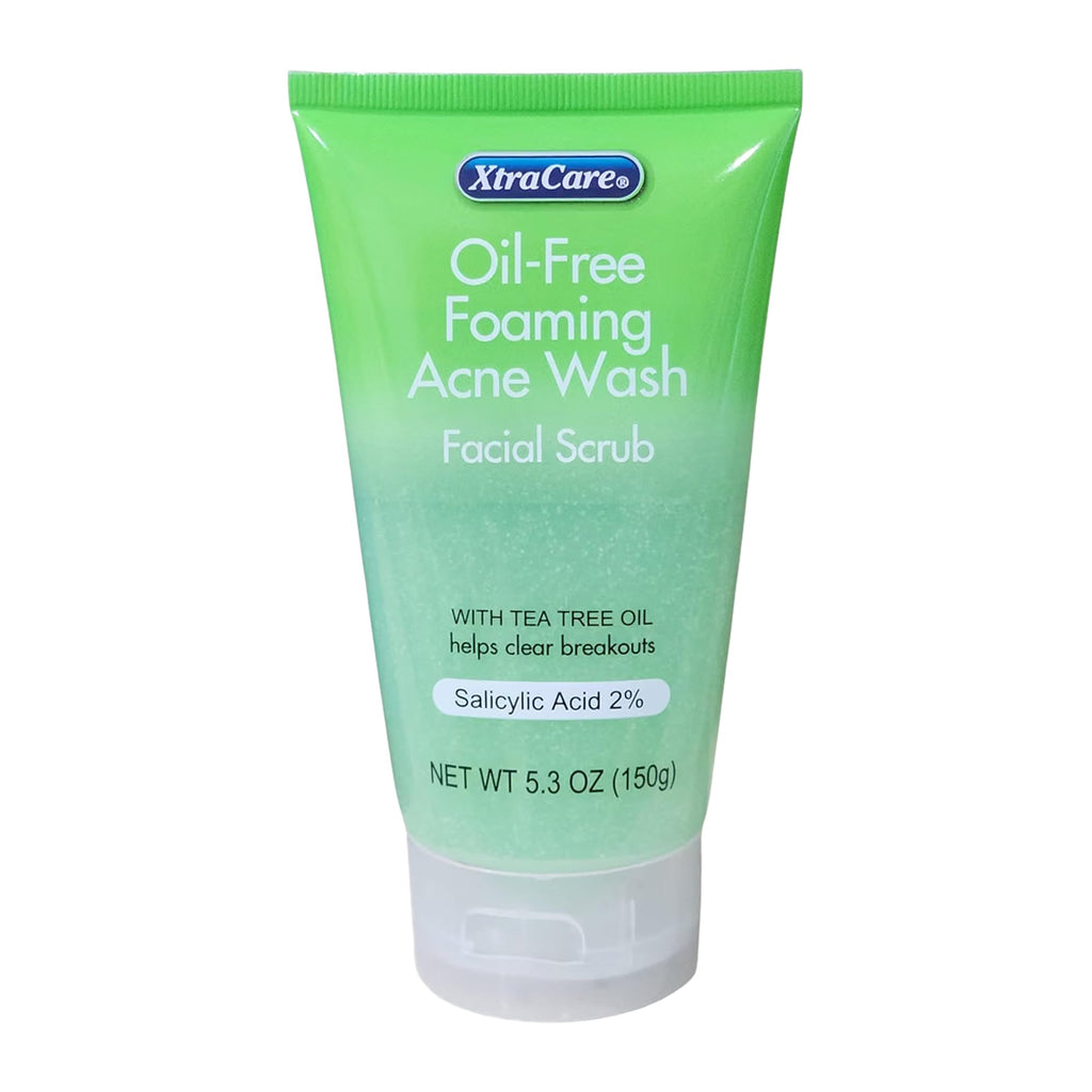XtraCare OIL FREE FOAMING ACNE WASH Facial Scrub 5.3 oz. with Tea Tree Oil (Pack of 2)