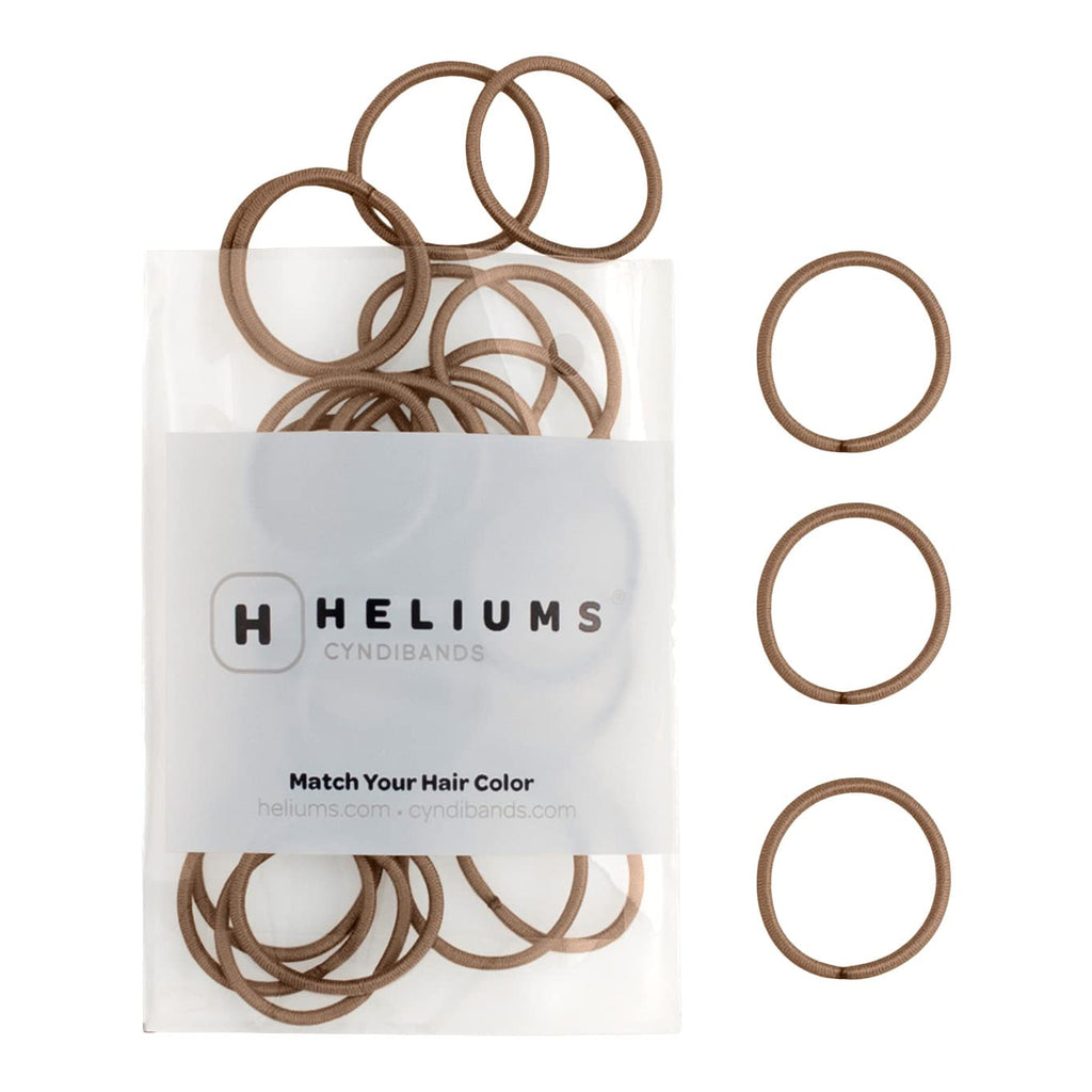 Heliums Small Hair Ties - Light Brown - No Damage Mini 1 Inch Reusable 2mm Elastics for Thin Hair and Kids, Neutral Ponytail Holders - 48 Count