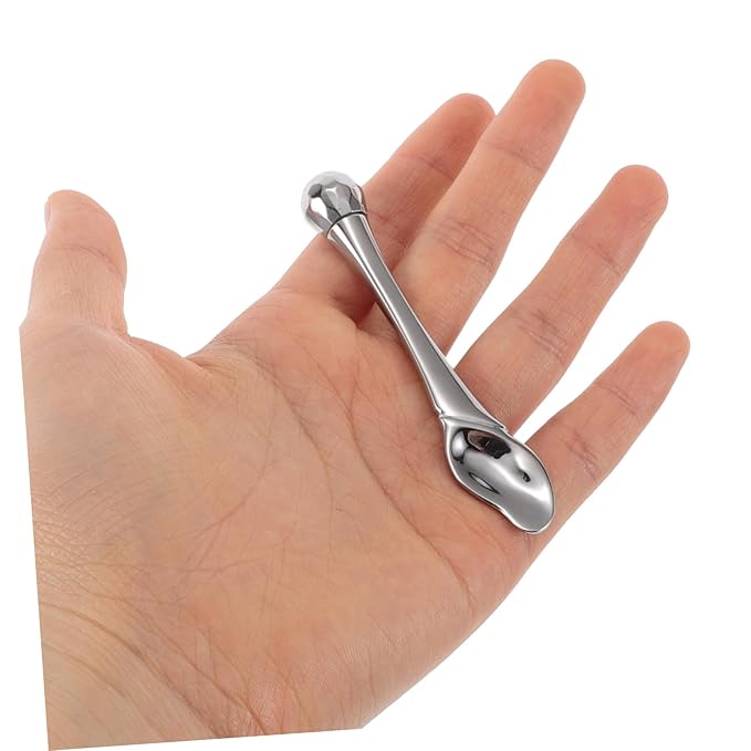 IWOWHERO Metal Eye Cream Applicator Stick with Spatula Versatile Skincare Tool for Face Cream for Circulation and Relaxation Silver Color