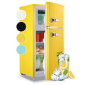 WANAI 3.5 Cu.ft Small Refrigerators Retro Mini Fridge with Freezer Yellow Full-sized Fridge Dual Door Dual Handle Classic Removable Glass Shelves Adjustable Thermostat for Home Office Dorm RV