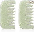 Geiserailie 2 Pcs Jade Combs Esthetician Supplies Massage Stone Hair Gua Sha Scraping Scalp Comb Facial Massage Tool Handheld Head Tools Head Caring Therapy Mother's Day for Women(Square Style)