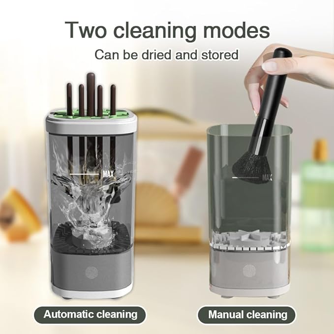 HorizonMart - Automatic Makeup Brush Cleaner Machine - Fast Dryer & Deep Cleaning Tool for All Brush Sizes, Portable & Easy to Use.