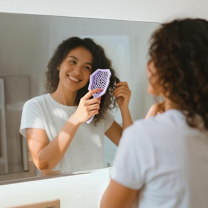 AIMIKE Glacier Detangling Brush, Pain-Free Detangler Brush for Curly Hair Wet & Dry Use, Vented Hairbrush for 2C-4C Curls, Helps Reduce Breakage, Purple