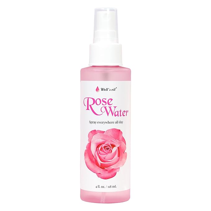 Well's Oil Rosewater Face & Hair Mist Spray (4 fl oz / 118 mL) | Floral Rosewater Hydrosol | Alcohol-Free
