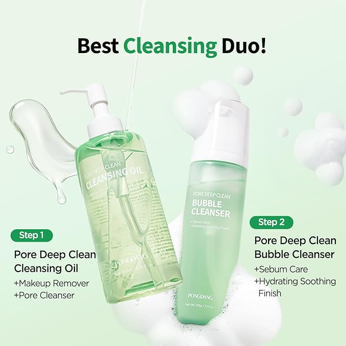 PONGDANG Pore Deep Clean Cleansing Oil (6.76fl.oz) | Daily Hydrating Makeup Blackhead Remover | Gentle Oil Cleanser & Sebum Care, Safe For Sensitive Skin | Korean Skin Care