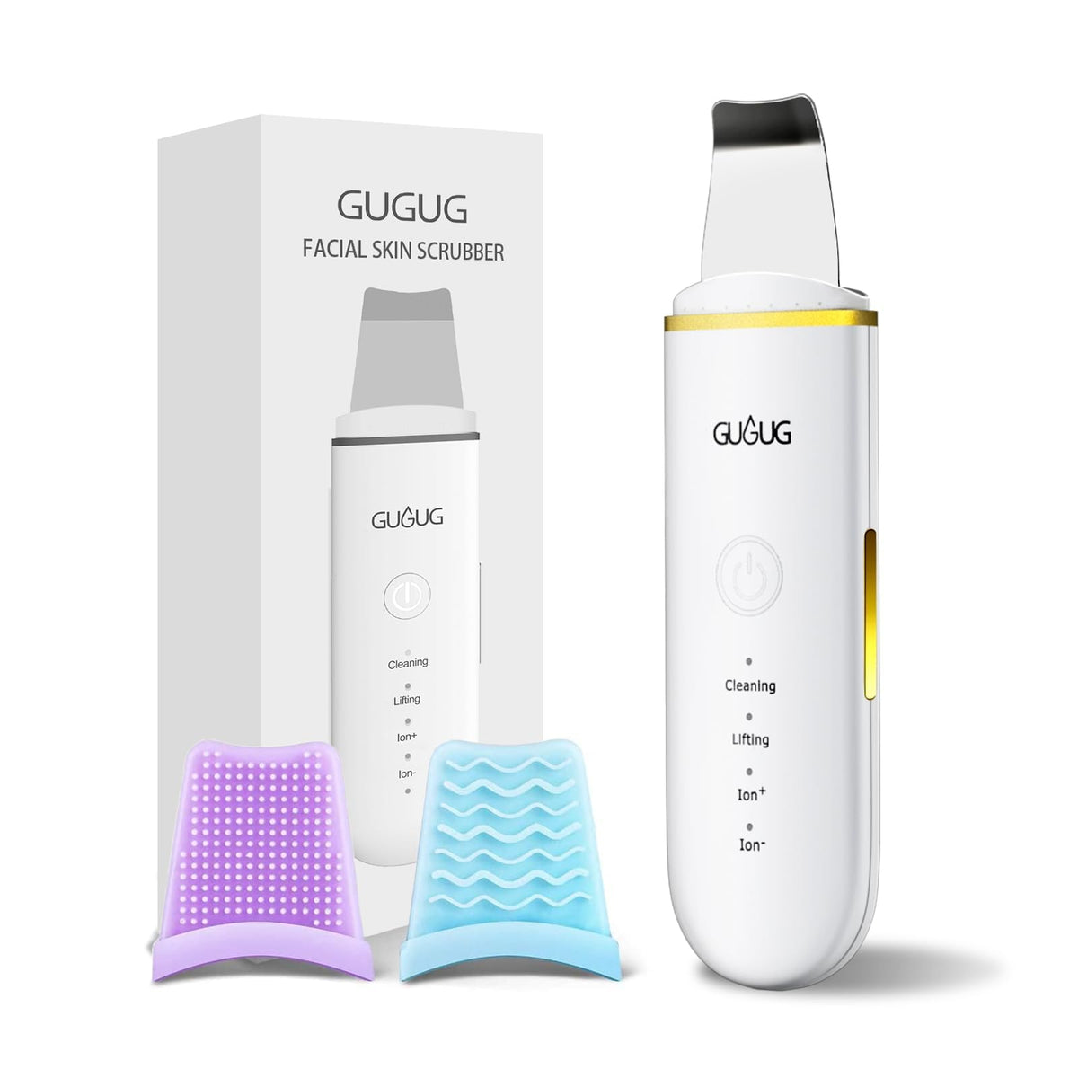 GUGUG Skin Scrubber Spatula Pore Cleaner Blackhead Remover,4 Modes,Purple