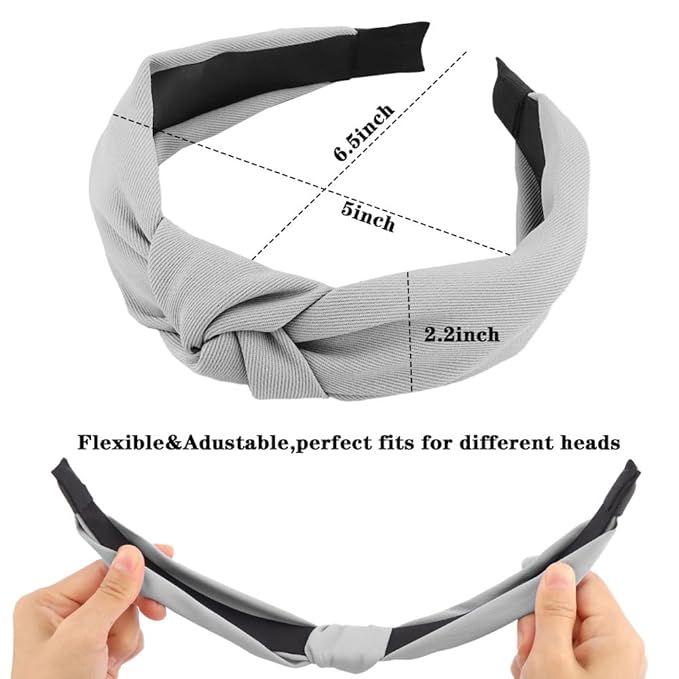 AHONEY 5 Pack Knotted Headbands for Women Trendy Fashion Thick Headbands Top Knot Non Slip Cute Hair Accessories Multi-style Headband Pack Diademas Para Mujer