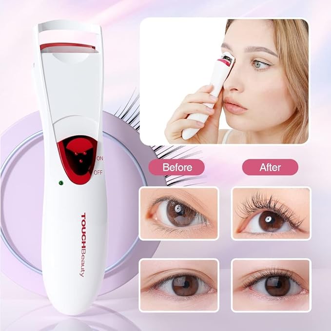 TOUCHBeauty Heated Eyelash Curler, Professional Eyelash Curler with Heating Silicone Curling Pad Curling Tool for Women Long Lasting Naturally Eyelashes TB-2016A-w