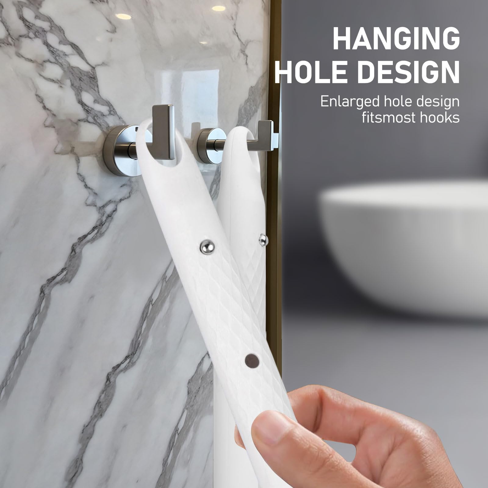 OZNER 24 Inches Silicone Back Scrubber for Shower - Extendable Long Handle Shower Brush with Dual-Sided Bristles - Exfoliating Body Scrubber for Sensitive Skin - Perfect for Men & Women (White)
