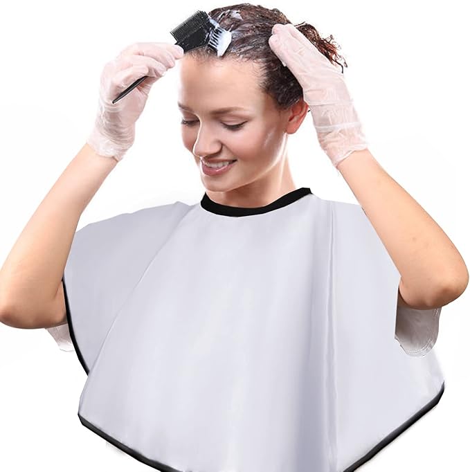 Short Barber Cape, Waterproof Nylon Salon Hair Cutting Cape, Makeup Artist Cape for Hair Dye, Comb-out, Styling, Shampoo (1, White)