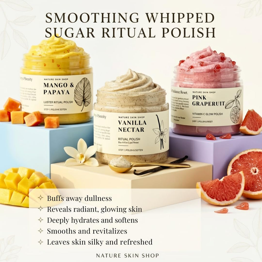 Nature Skin Shop Vanilla Nectar Ritual Polish – Exfoliating & Hydrating Body Scrub, 8oz