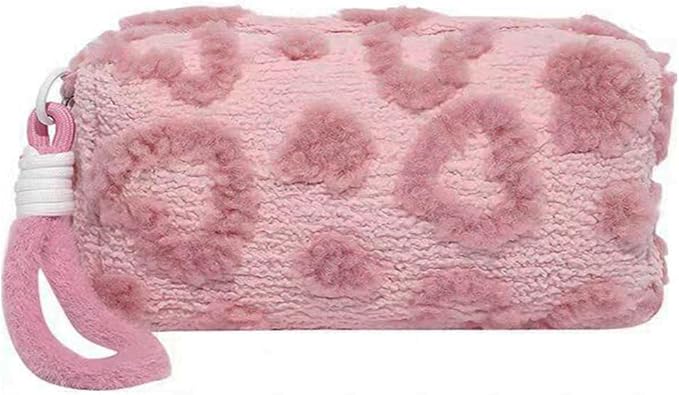 SxoSyo Plush Makeup Bags, Cosmetic Cases, Pink Heart