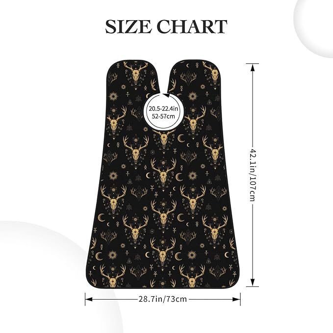 Beard Trimming Catcher Apron, Waterproof Non-Stick Grooming Bib for Shaving, Ideal for Men Dad Father’s Day, Dark Gothic Sun Moon Hunting Camo Deer Skulls Shave Bib