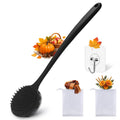 YouthRun Silicone Body Scrubber for Shower Men Women – Dual-Sided Exfoliating & Massage Shower Brush with Long Handle, Creates Rich Lather, Includes 1 Hook & 2 Lather Balls (Gray).