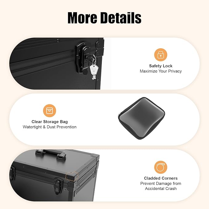 SuiYuLn 44.09lbs Lockable Makeup Train Case,Rolling Hairdressing Trolley,Beauty Salon Cosmetic Luggage with Universal Wheels for Hair Stylist,Make-up Artists (Black 8)