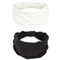 GiLi 2 Pack Wide Headbands for Women Boho African Knotted Non Slip Fashion Hair Bands Yoga Running Sports Workout Gym Head Wraps Elastic Soft Cotton Cloth Turbans Bandana for Girls (White,Black)