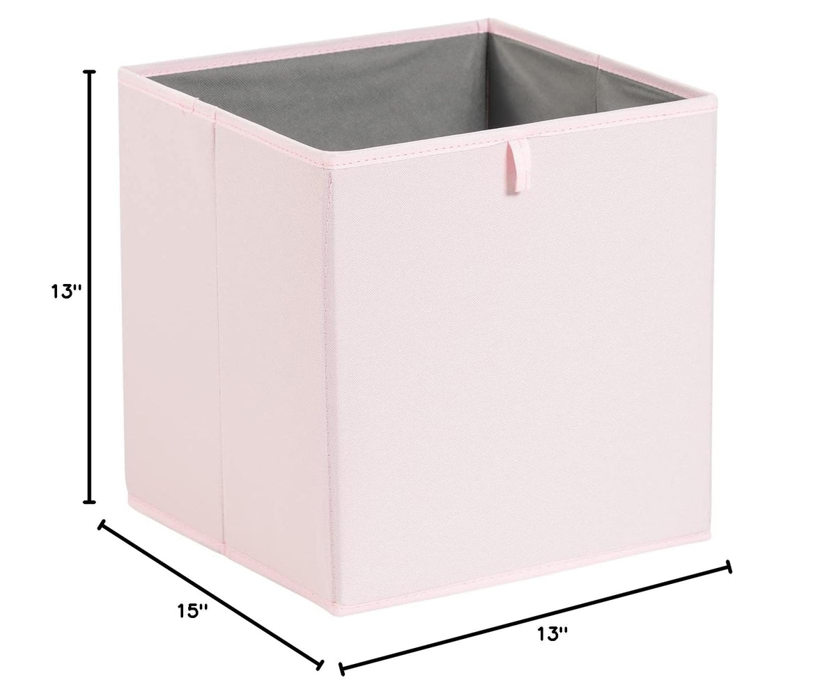 Collapsible Cube Organizer Bins, Closet Storage Organizer Baskets for Shelves, Space-Saving, 13" x 15" x 13", Peony Pink, Pack of 6